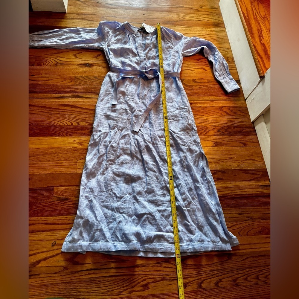 NWT - J. Crew Sky Blue Cabana Linen Dress - XSP - Picture 9 of 11